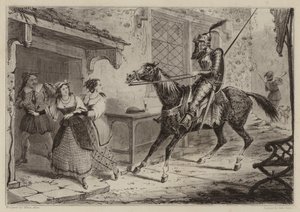 Ridder (Don Quichot) arriveert bij herberg door Henry Thomas Alken